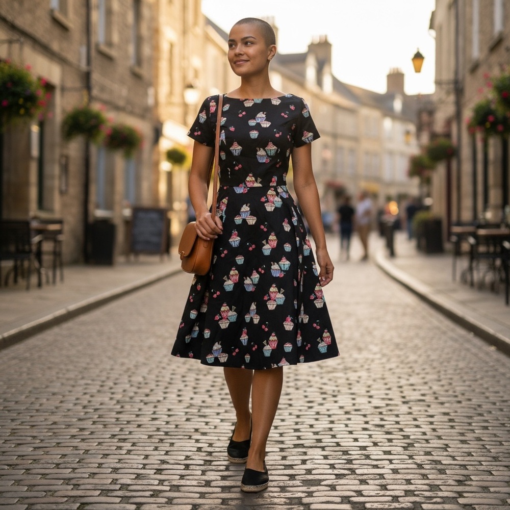 Eva Rose Black Floral Dress - Picture 1 of 7